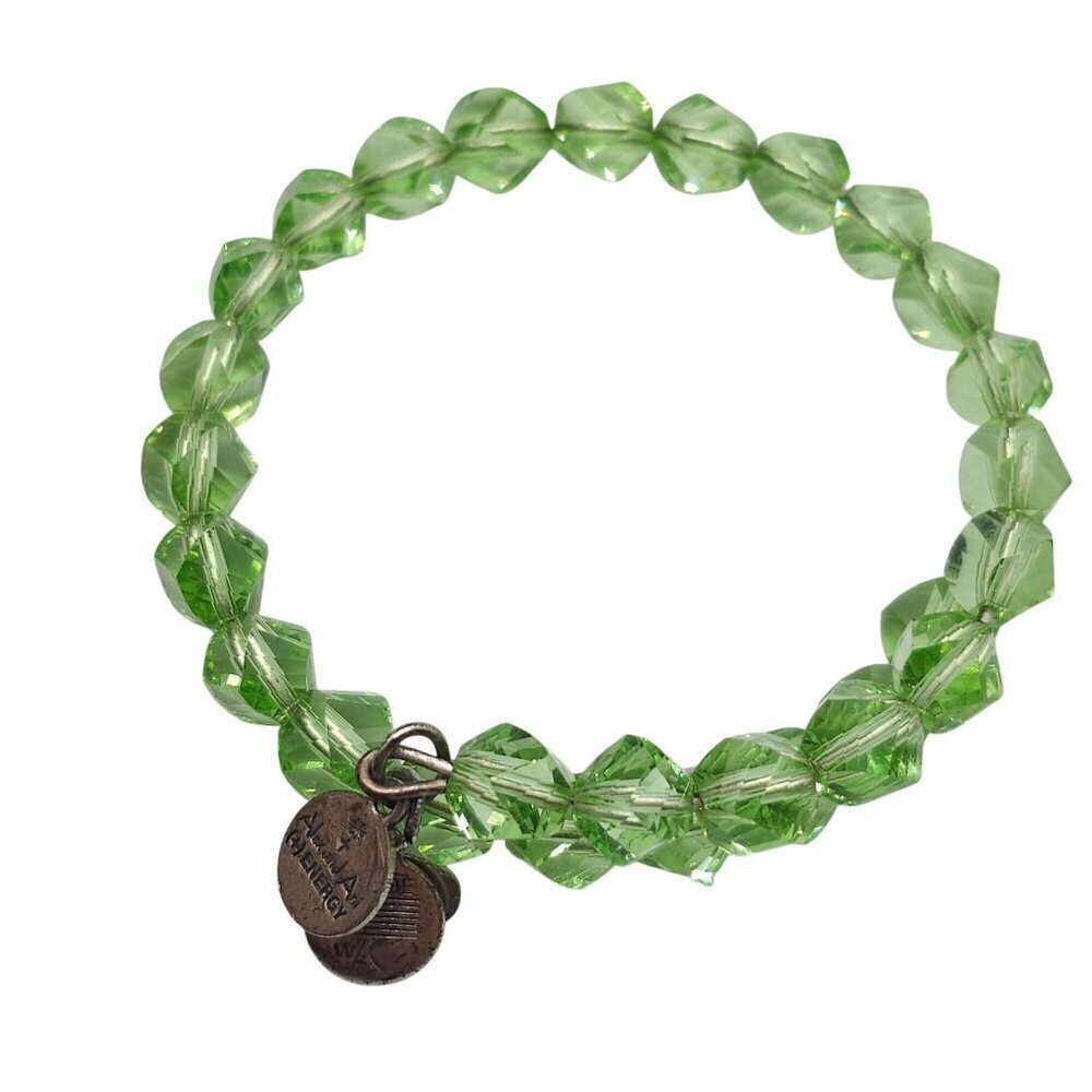 ALEX and ANI Mint Green Mirage Vintage 66 Beaded Expandable Wrap Silver Tone